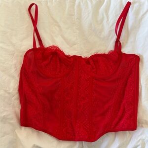 Lace mesh red corset